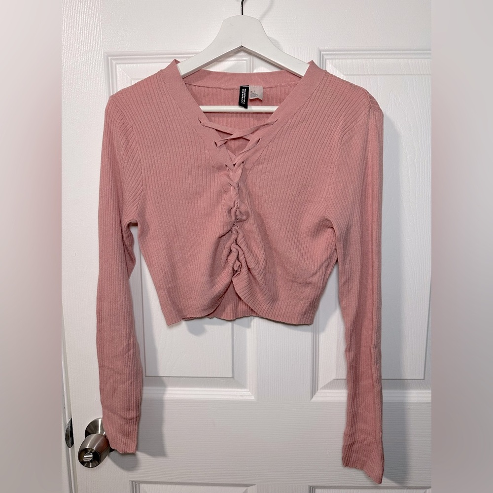 H&M Divided crop knit blouse